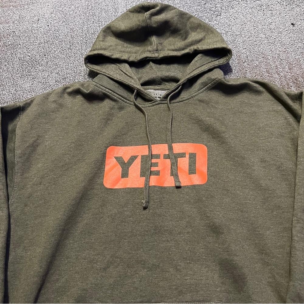 Yeti Men's XXL 2XL Green Long Sleeve Hoodie Graphic Kangaroo Pocket Pullover - Picture 2 of 6